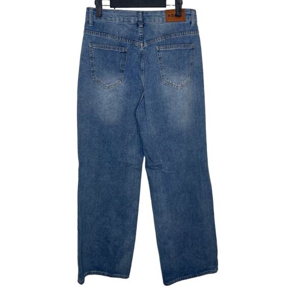 HDLTE Womens Jeans Size 29 Denim Blue Medium Wash High Rise Straight Leg - Picture 2 of 14